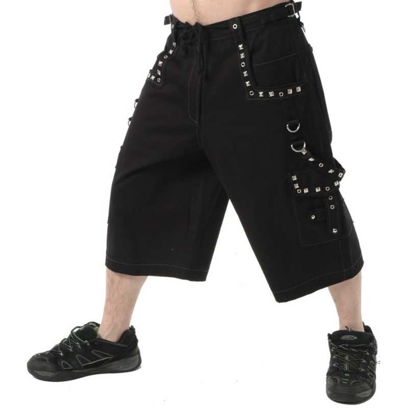 Men Gothic Metal Shorts With Pyramids 